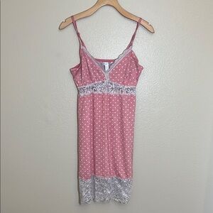 Marilyn Monroe Pink Polka Dot Lace Trim Nighty Night Gown